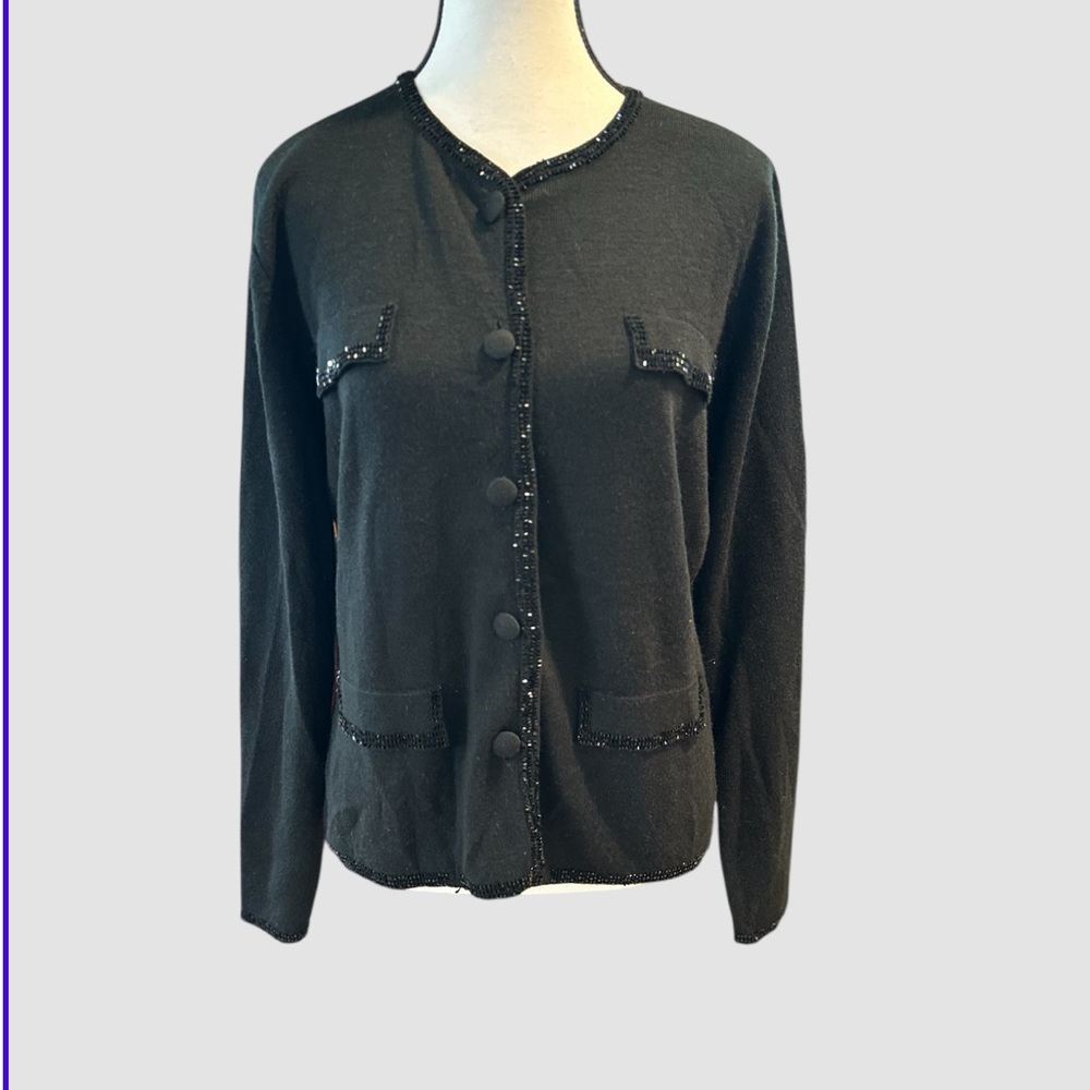 Chic Women's Black Cardigan with Button Detail